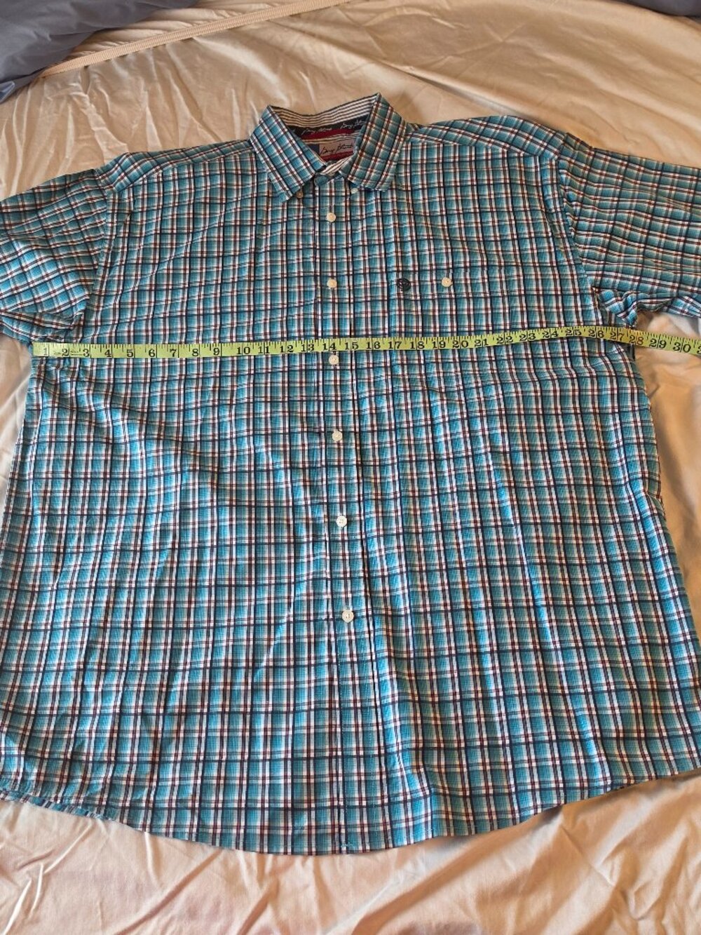 George Strait Series Men's Wrangler Shirt - Blue/Green Plaid - Short Sleeve XXL